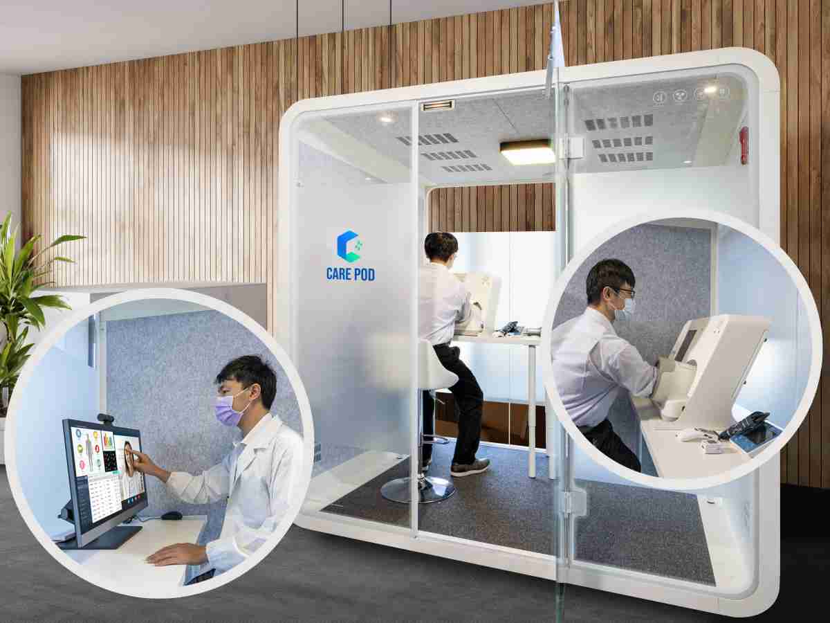 达擎于医疗科技展中展出＂远距诊疗舱＂，，，以因应医疗数字化及社会高龄化趋势下、、、复诊及慢性病患等族群对于远距看诊需求逐渐升高所推出的创新整合方案。。。多功能合一、、、高隐私性的远距诊疗舱可根据病患端与医师端的不同需求，，提供弹性化及客制化功能，，，节省医生和病患的精力及时间