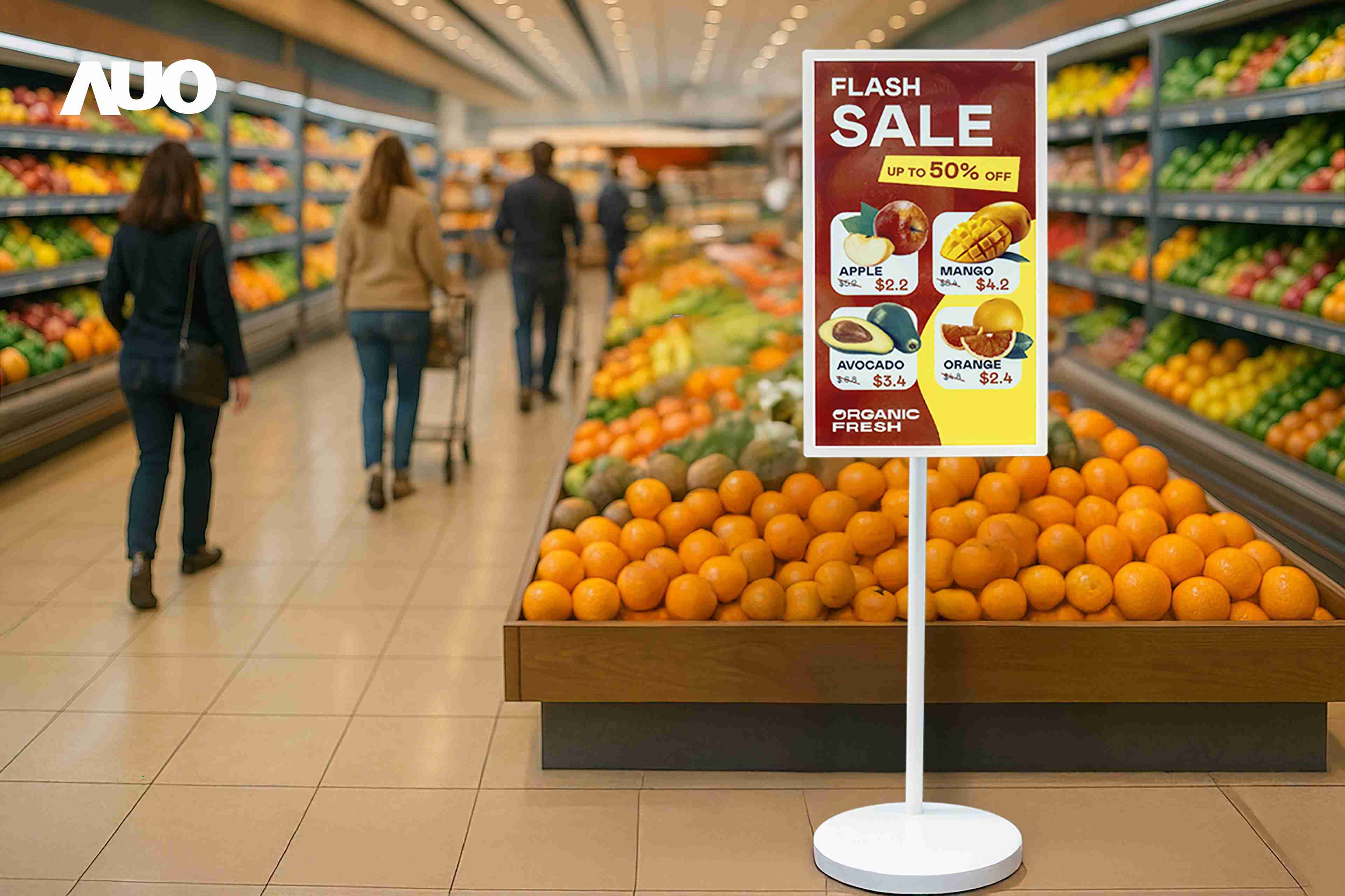 达擎首亮相低功耗、、、、全彩的〝aecoPost电子纸解决方案〞，，，仅在更新画面时需要微量的电力驱动，，无需布建电线的便捷设计，，，，使其可灵活应用、、、、随意置放，，，并可透过云端或行动装置app，，，轻松管理及排程广告内容，，，晋升店头营销利器。。